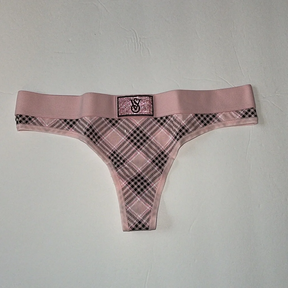 Victorias Secret Logo Cotton Shine Patch Thong Panty Underwear. NWT - Picture 5 of 11